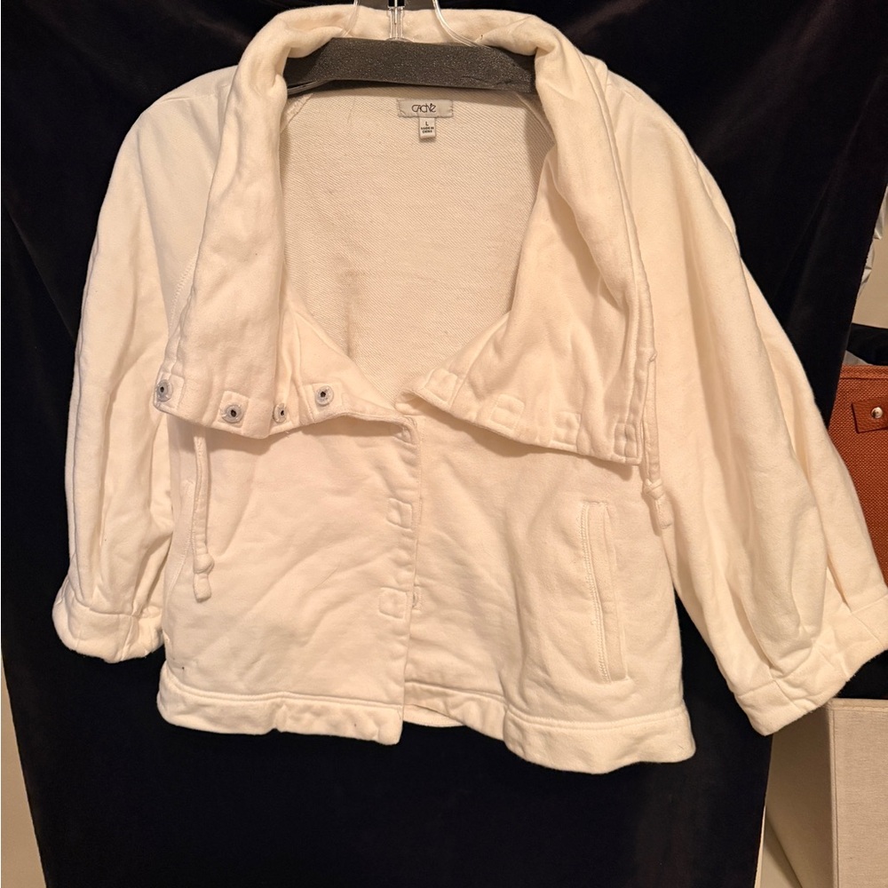 Cache Cream Teddy Jacket with Funnel Collar